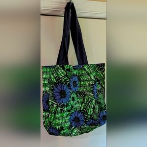 Floral Green and Blue Tote Bag
